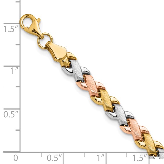 Leslie's 10K Two-tone w/Wht Rhodium Polished/Satin Fancy Link Bracelet