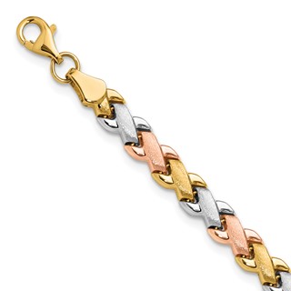 Leslie's 10K Two-tone w/Wht Rhodium Polished/Satin Fancy Link Bracelet