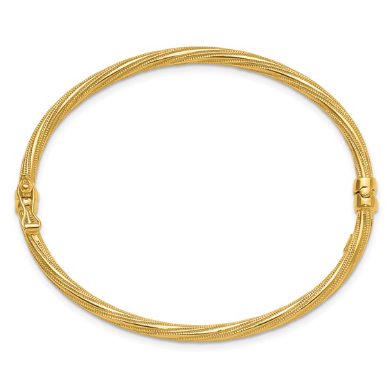 Leslie's 10K Polished and Textured Twisted Hinged Bangle