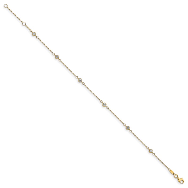10K CZ Polished 9in plus 1in ext. Anklet