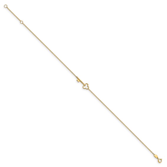 Leslie's 10K Polished Key 9 inch Plus 1 inch Extender - Total 10 inch Anklet