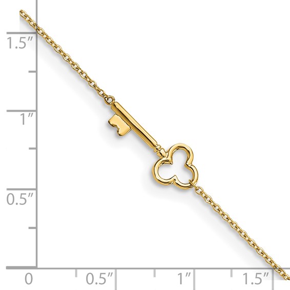 Leslie's 10K Polished Key 9 inch Plus 1 inch Extender - Total 10 inch Anklet