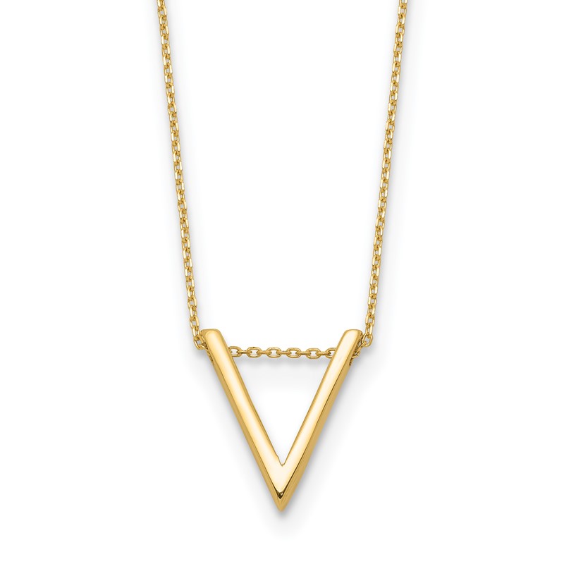 10K Polished V Necklace