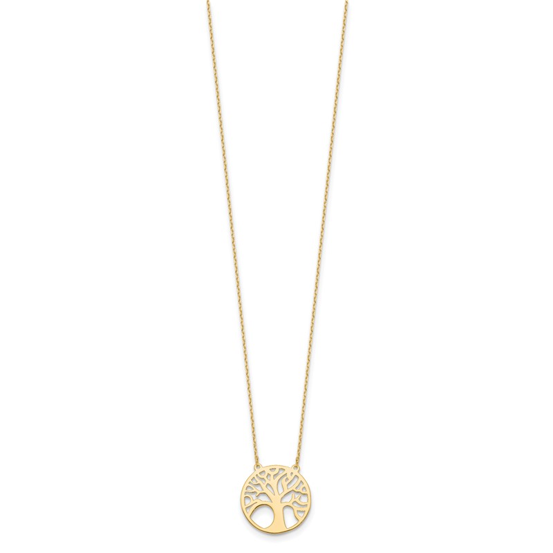 10K Polished Tree of Life Necklace
