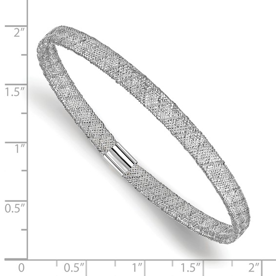 Leslie's 10K w/White RH-plating Fancy Stretch Bangle Bracelet