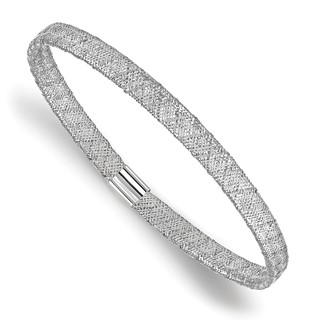 Leslie's 10K w/White RH-plating Fancy Stretch Bangle Bracelet