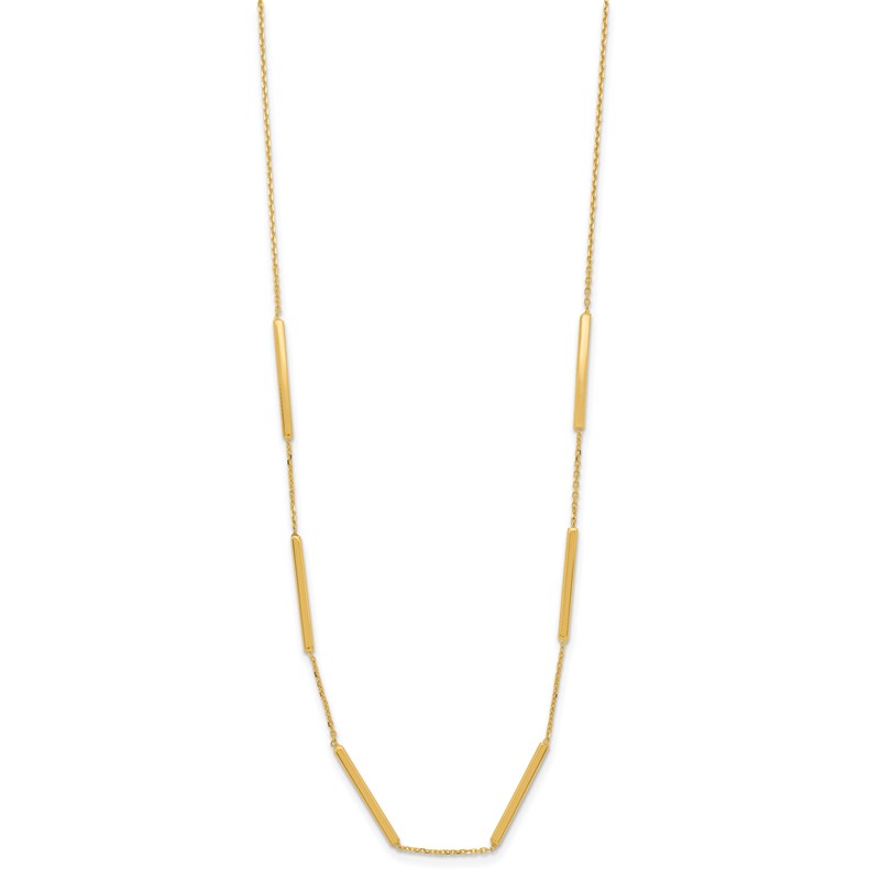 10K Polished 6 Bar Stations 16in with 1.5in ext Necklace