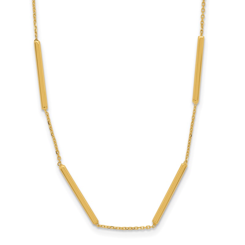 10K Polished 6 Bar Stations 16in with 1.5in ext Necklace