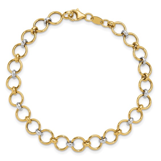 Leslie's 10K w/White Rhodium Polished Fancy Circle Link Bracelet