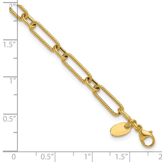 Leslie's 10K Polished and Textured 4.2mm Fancy Link Bracelet