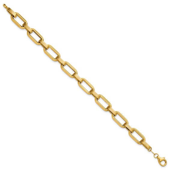 Leslie's 10K Polished and Textured Fancy Link Bracelet