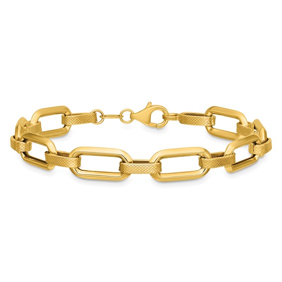 Leslie's 10K Polished and Textured Fancy Link Bracelet