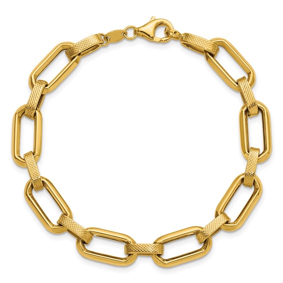 Leslie's 10K Polished and Textured Fancy Link Bracelet