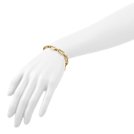 Leslie's 10K Polished and Textured Fancy Link Bracelet