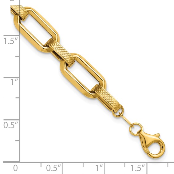 Leslie's 10K Polished and Textured Fancy Link Bracelet