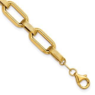Leslie's 10K Polished and Textured Fancy Link Bracelet