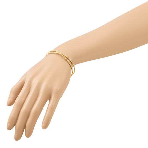 Leslie's 10K Polished and Beaded w/ 1in Safety Chain Cuff Bracelet