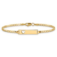 10K Polished Solid Chain Solid Plate Curb Link Cut-out Heart 20x5mm Plate 7 Inch ID Bracelet view 3