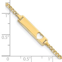 10K Polished Solid Chain Solid Plate Curb Link Cut-out Heart 20x5mm Plate 7 Inch ID Bracelet view 4