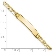 10K Yellow Gold Polished Solid Chain Solid Plate Anchor Link 25x5mm Plate ID Bracelet - 8in view 3