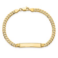 10K Yellow Gold Polished Solid Chain Solid Plate Curb Link 25x5mm Plate ID Bracelet - 8in view 4