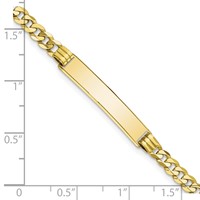 10K Yellow Gold Polished Solid Chain Solid Plate Curb Link 25x5mm Plate ID Bracelet - 8in view 3