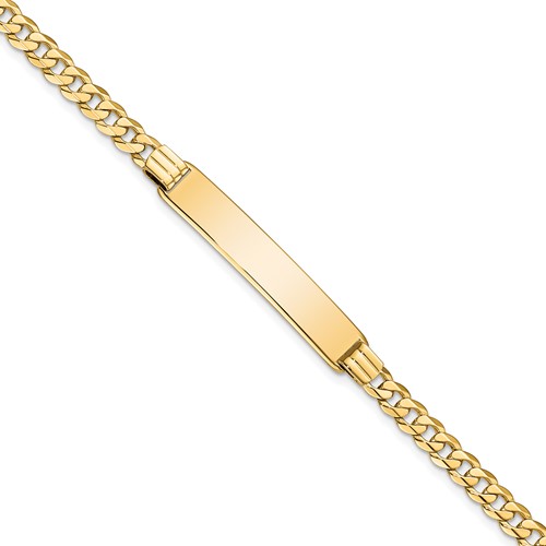 10K Yellow Gold Polished Solid Chain Solid Plate Curb Link 33x 7mm Plate ID Bracelet, 7"