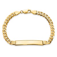 10K Yellow Gold Polished Solid Chain Solid Plate Curb Link 33x7mm Plate ID Bracelet - 7in view 4