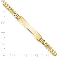 10K Yellow Gold Polished Solid Chain Solid Plate Curb Link 33x7mm Plate ID Bracelet - 7in view 3