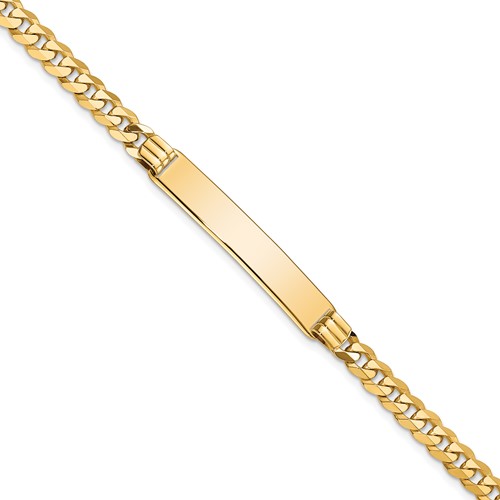 10K Yellow Gold Polished Solid Chain Solid Plate Curb Link 33x 7mm Plate ID Bracelet, 7"