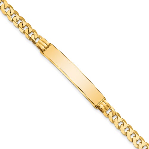 10K Yellow Gold Polished Solid Chain Solid Plate Curb Link 38x 7mm Plate ID Bracelet, 7"