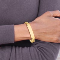 10K Yellow Gold Polished Solid Chain Solid Plate Curb Link 37x 9mm Plate ID Bracelet, 7" view 5