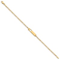 10K Yellow Gold Polished Solid Chain Solid Plate Figaro Link Cut-out Heart 20x5mm Plate ID Bracelet - 7in view 2