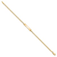 10K Yellow Gold Polished Solid Chain Solid Plate Flat Curb Link 22x5mm Plate ID Bracelet - 7in view 2