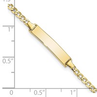 10K Yellow Gold Polished Solid Chain Solid Plate Flat Curb Link 22x5mm Plate ID Bracelet - 7in view 3