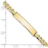 10K Yellow Gold Polished Solid Chain Solid Plate Flat Curb Link 32x 6mm Plate ID Bracelet, 8" view 3