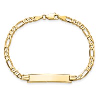 10K Yellow Gold Polished Solid Chain Solid Plate Flat Figaro Link 32x 6mm Plate ID Bracelet, 7" view 4