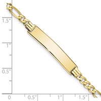 10K Yellow Gold Polished Solid Chain Solid Plate Flat Figaro Link 32x 6mm Plate ID Bracelet, 7" view 3
