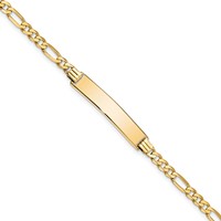 10K Yellow Gold Polished Solid Chain Solid Plate Flat Figaro Link 32x 6mm Plate ID Bracelet, 7" view 1