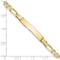 10K Yellow Gold Polished Solid Chain Solid Plate Flat Figaro Link 27x5mm Plate ID Bracelet - 8in view 3