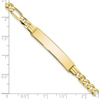 10K Yellow Gold Polished Solid Chain Solid Plate Flat Figaro Link 33x7mm Plate ID Bracelet - 7in view 3