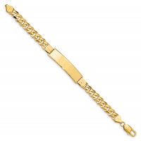 10K Yellow Gold Polished Solid Chain Solid Plate Flat Curb Link 37x9mm Plate ID Bracelet - 8in view 2