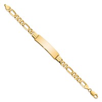 10K Polished Solid Chain Solid Plate Flat Figaro Link 37x9mm Plate 7 Inch ID Bracelet view 2