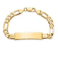 10K Polished Solid Chain Solid Plate Flat Figaro Link 37x9mm Plate 7 Inch ID Bracelet view 4