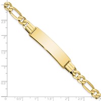 10K Polished Solid Chain Solid Plate Flat Figaro Link 37x9mm Plate 7 Inch ID Bracelet view 3