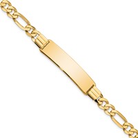 10K Polished Solid Chain Solid Plate Flat Figaro Link 37x9mm Plate 7 Inch ID Bracelet view 1