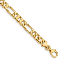 10K 7mm Yellow Gold Hand-Polished Figaro Link Bracelet, 8" view 1