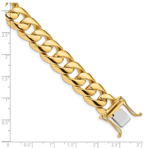 10k 13.4mm Hand-polished Rounded Curb Link Bracelet