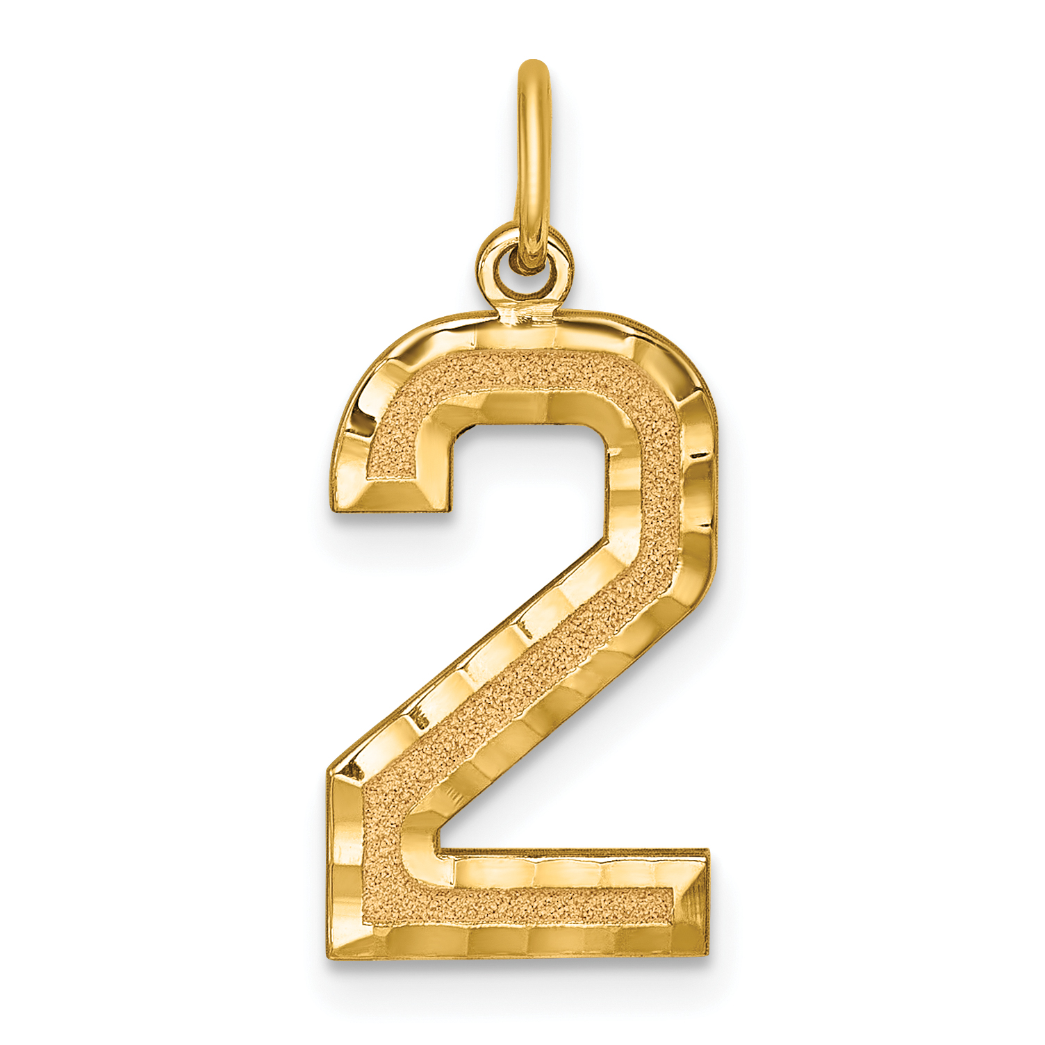 10ky Casted Large Diamond Cut Number 2 Charm (10LN02)