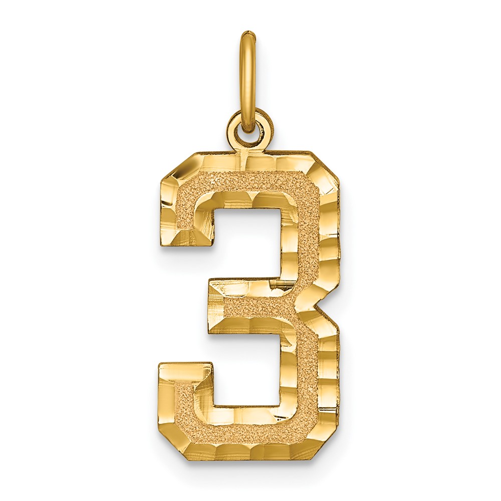 10ky Casted Large Diamond Cut Number 3 Charm (10LN03)